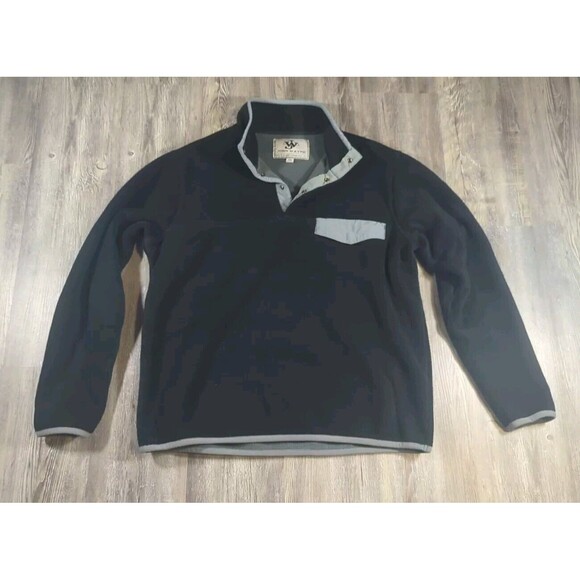 John Wayne Black Pull-over Medium 38/40 4 Buttons 1/4 Quarter Snap With Pocket - Picture 1 of 13